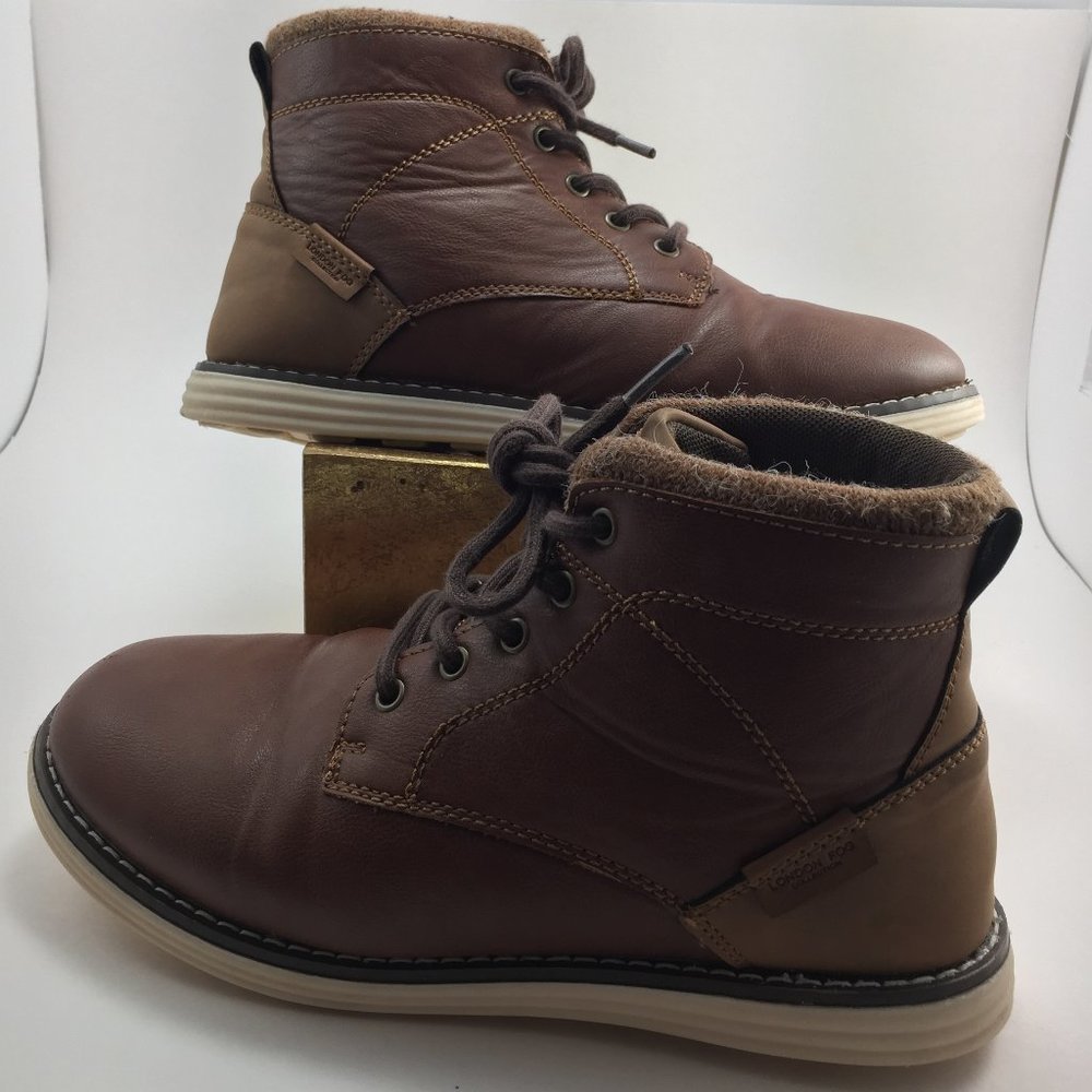 Boys London Fog Lace Up Ankle Boots Brown Size 4 M CL30150YT